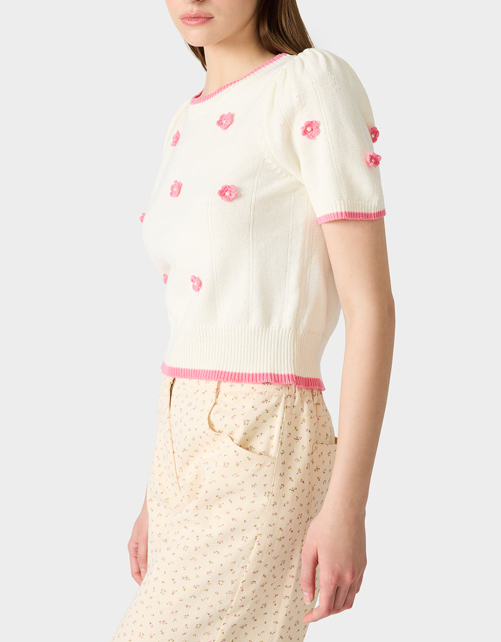 PETAL POP KNIT TOP OFF WHITE - Image 4