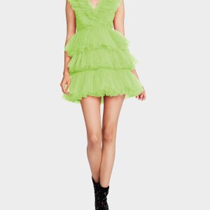 BETSEYS TIERED TULLE DRESS GREEN