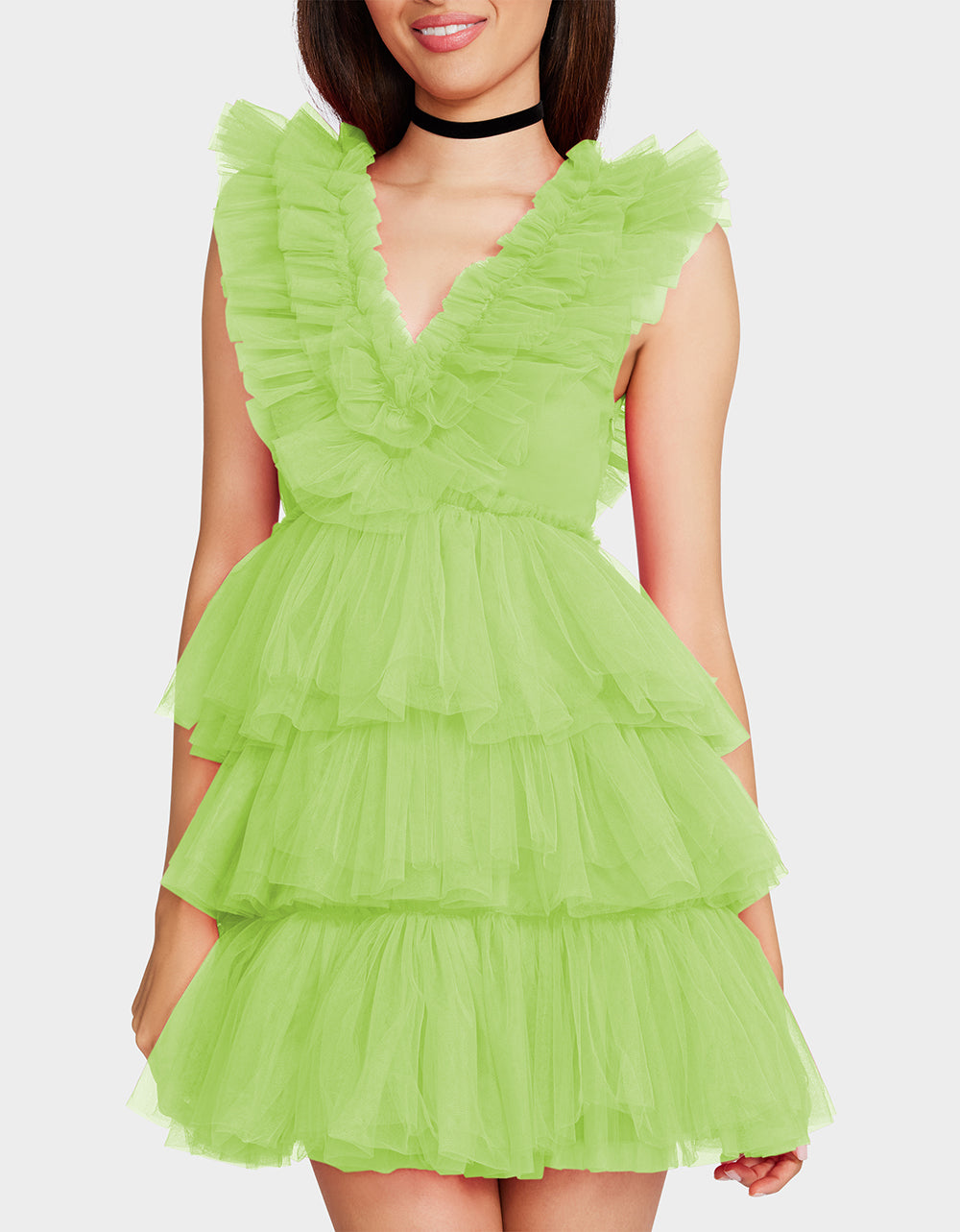 BETSEYS TIERED TULLE DRESS GREEN - Image 2
