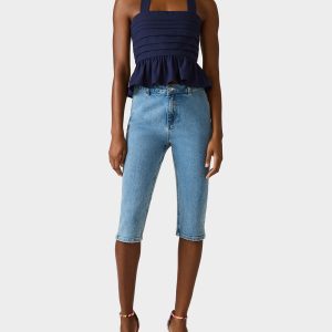 AHOY PEPLUM TOP NAVY