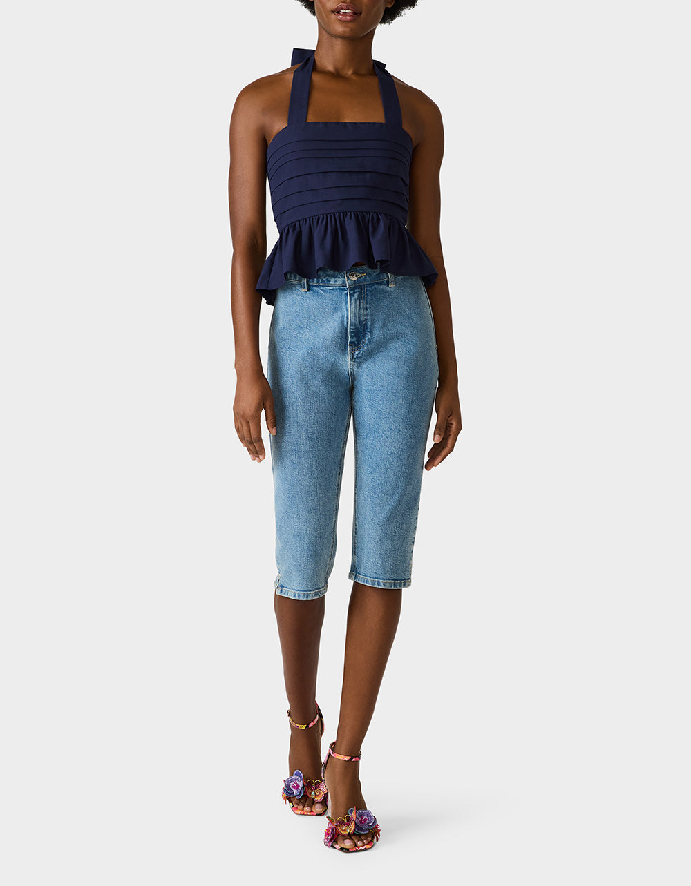 AHOY PEPLUM TOP NAVY - Image 3