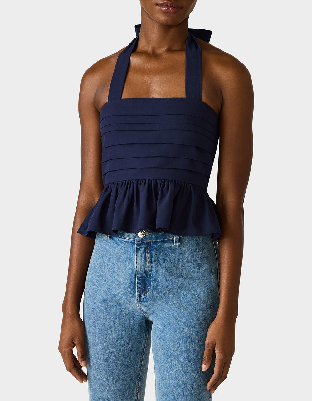 AHOY PEPLUM TOP NAVY - Image 4