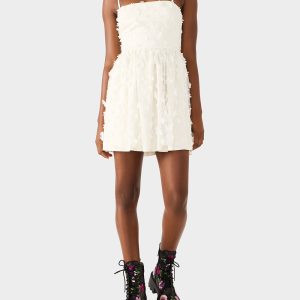 PLEATHER FLORAL MINI OFF WHITE