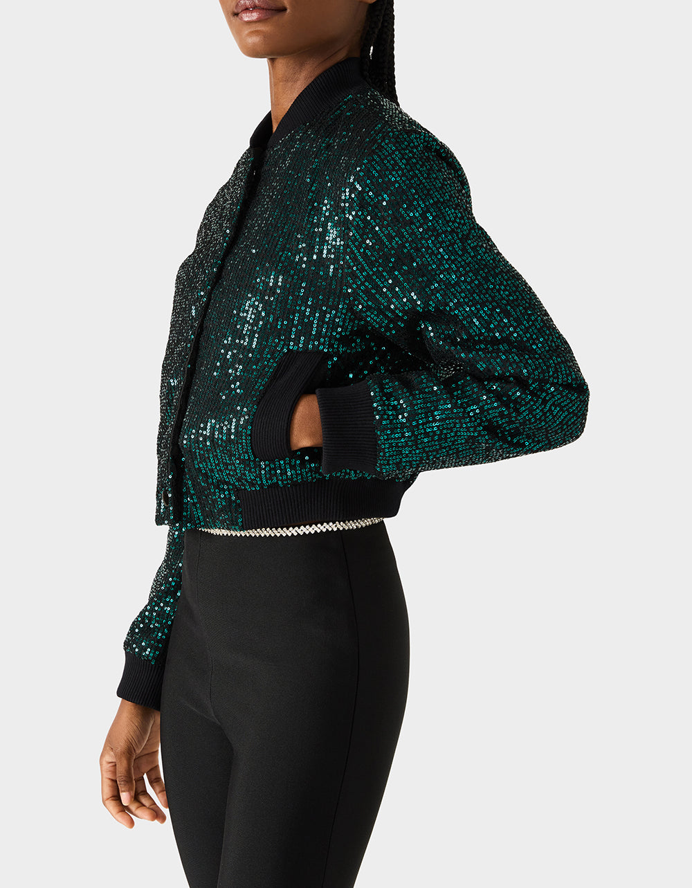 GLITTERATI BOMBER JACKET EMERALD GREEN - Image 5