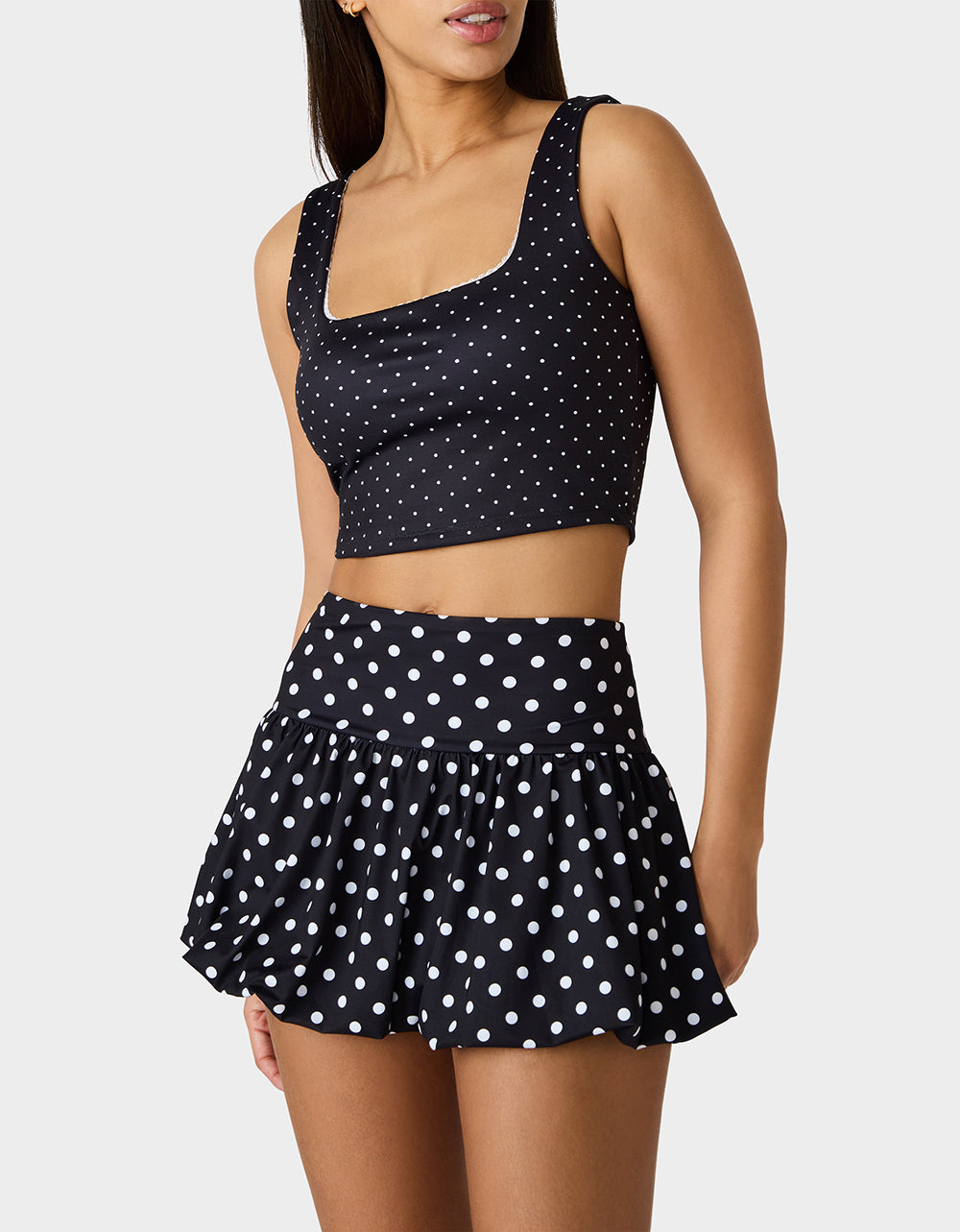 POLKA DOT PRINT CROP TOP TANK BLACK MULTI - Image 3