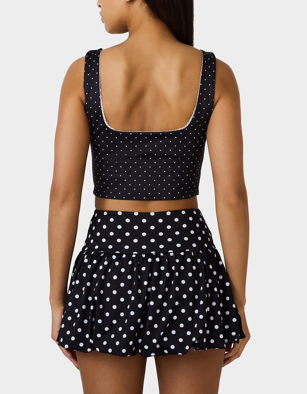 POLKA DOT PRINT CROP TOP TANK BLACK MULTI - Image 4