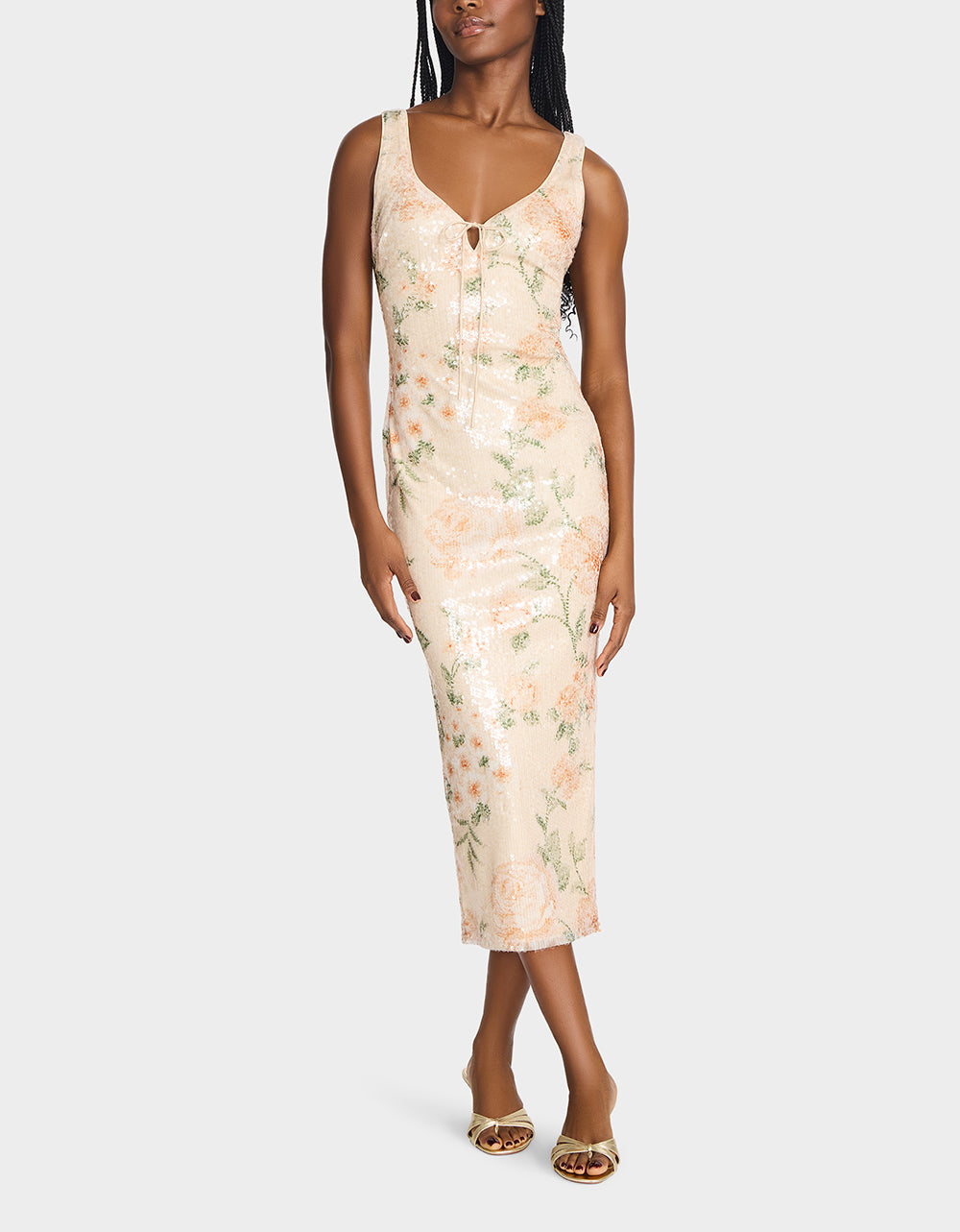 APRICOT HAZE DRESS BLURRY FLORAL