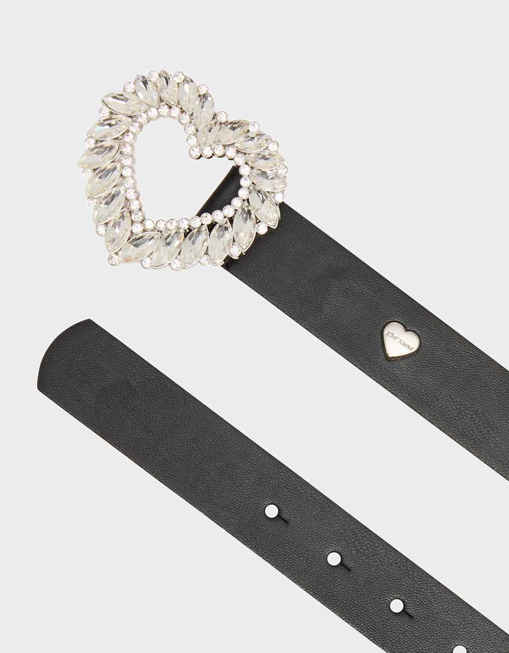 RHINESTONE HEART BUCKLE BELT 30MM BLACK
