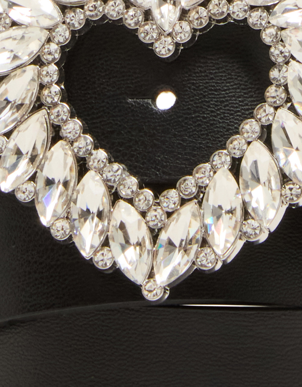 RHINESTONE HEART BUCKLE BELT 30MM BLACK - Image 3