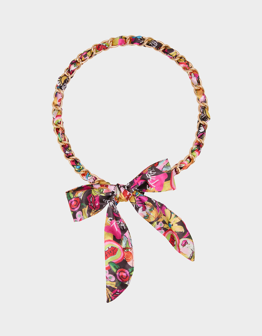 SCARF AND CHAIN TIE BELT BLACK MULTI