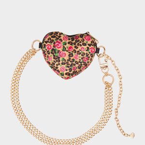 PRINTED HEART CHAIN BELT BLACK