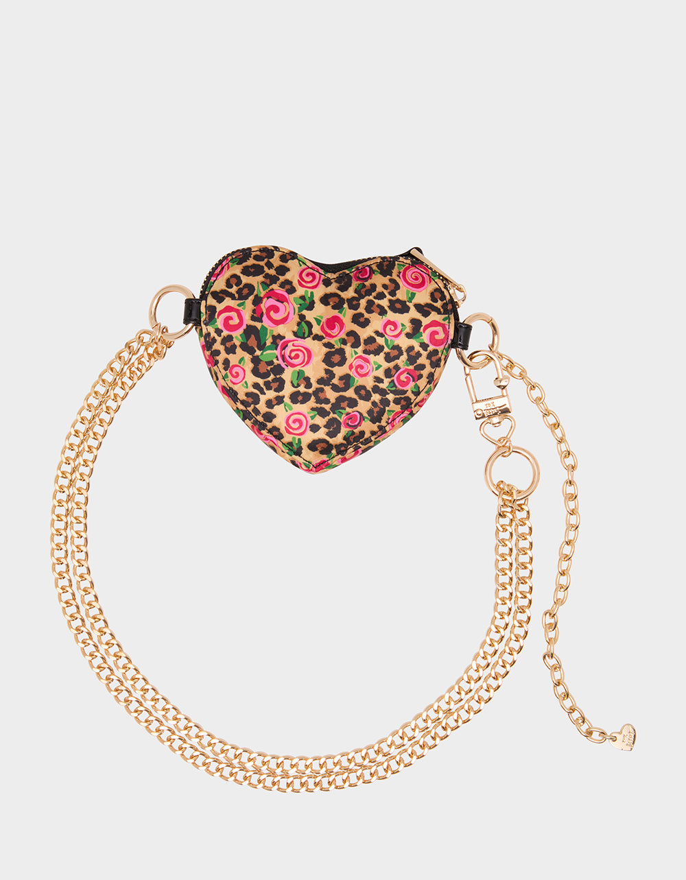 PRINTED HEART CHAIN BELT BLACK