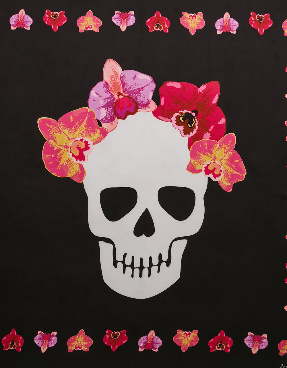 FLORAL SKULL SQUARE 35 X 35 SCARF BLACK - Image 2