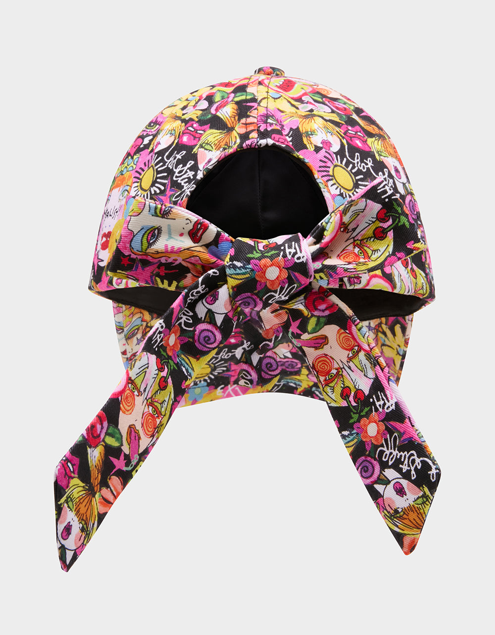 PRINTED BASEBALL HAT WITH BOW TIE BLACK MULTI - Image 3