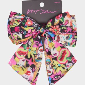 OVERSIZED BOW CLIP BLACK MULTI
