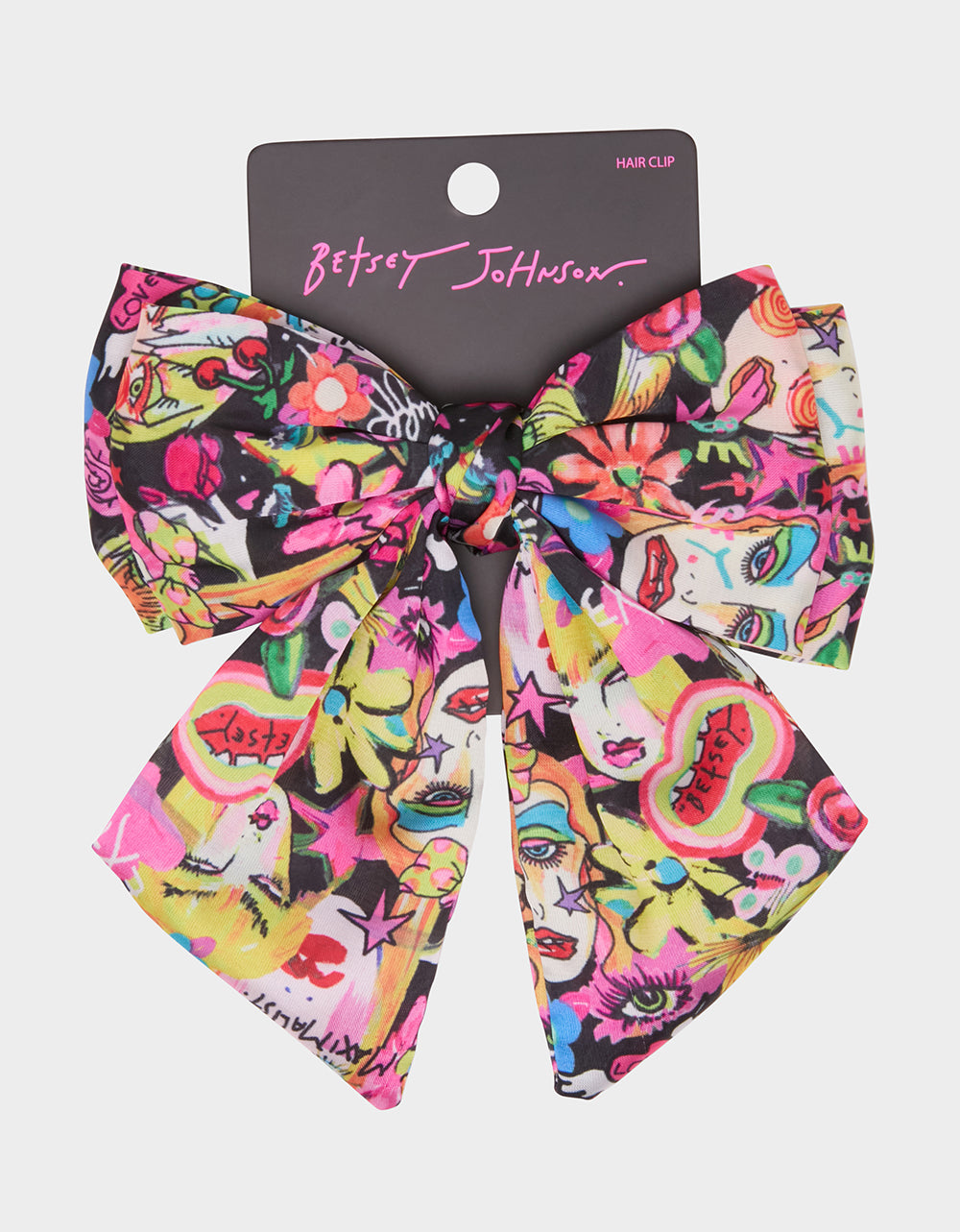 OVERSIZED BOW CLIP BLACK MULTI