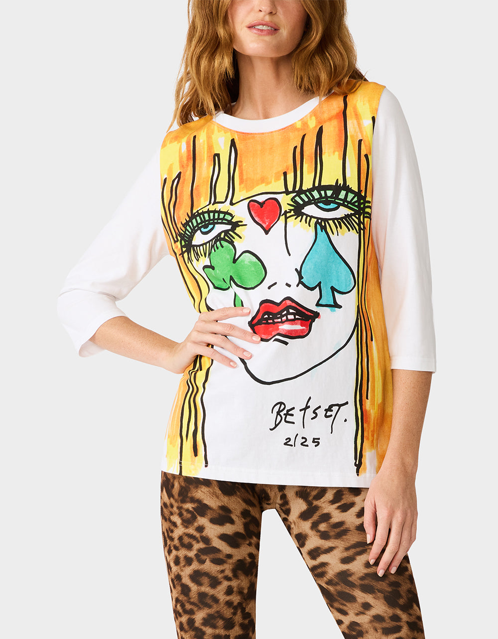 BETSEY FACE 3/4 SLEEVE GRAPHIC T-SHIRT MULTI - Image 2