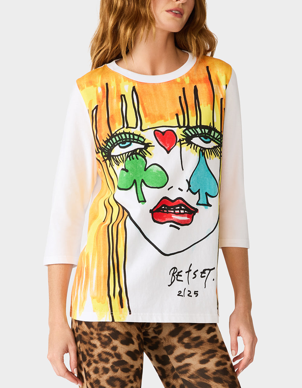 BETSEY FACE 3/4 SLEEVE GRAPHIC T-SHIRT MULTI - Image 4