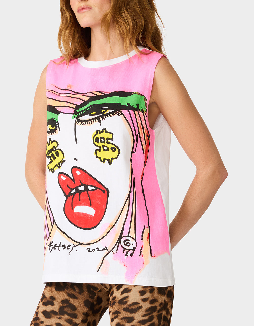 BETSEY FACE TANK GRAPHIC PINK - Image 5