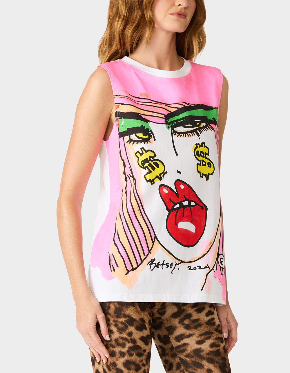 BETSEY FACE TANK GRAPHIC PINK - Image 3
