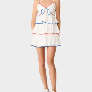RED WHITE & TWIRL DRESS