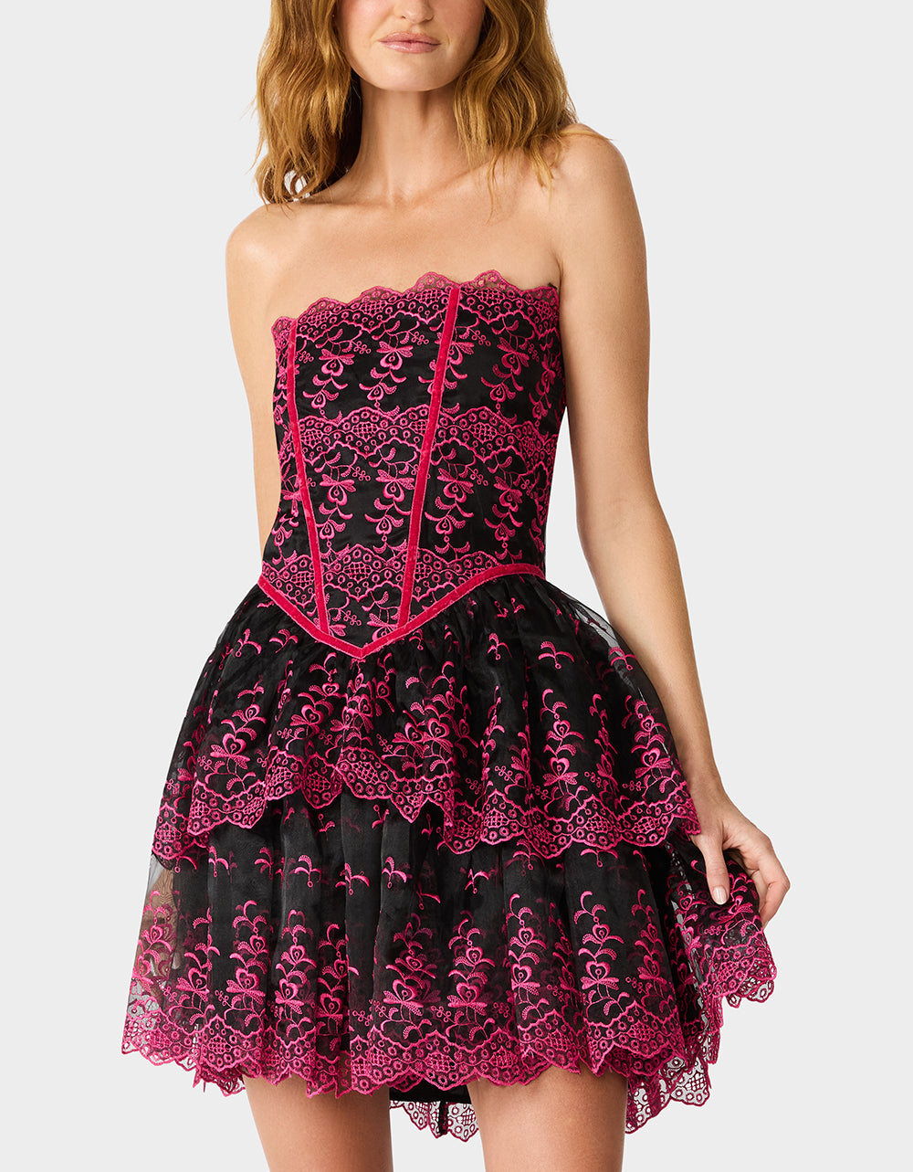 BETSEY'S ARCHIVE TIERED DRESS BLACK/PINK - Image 6