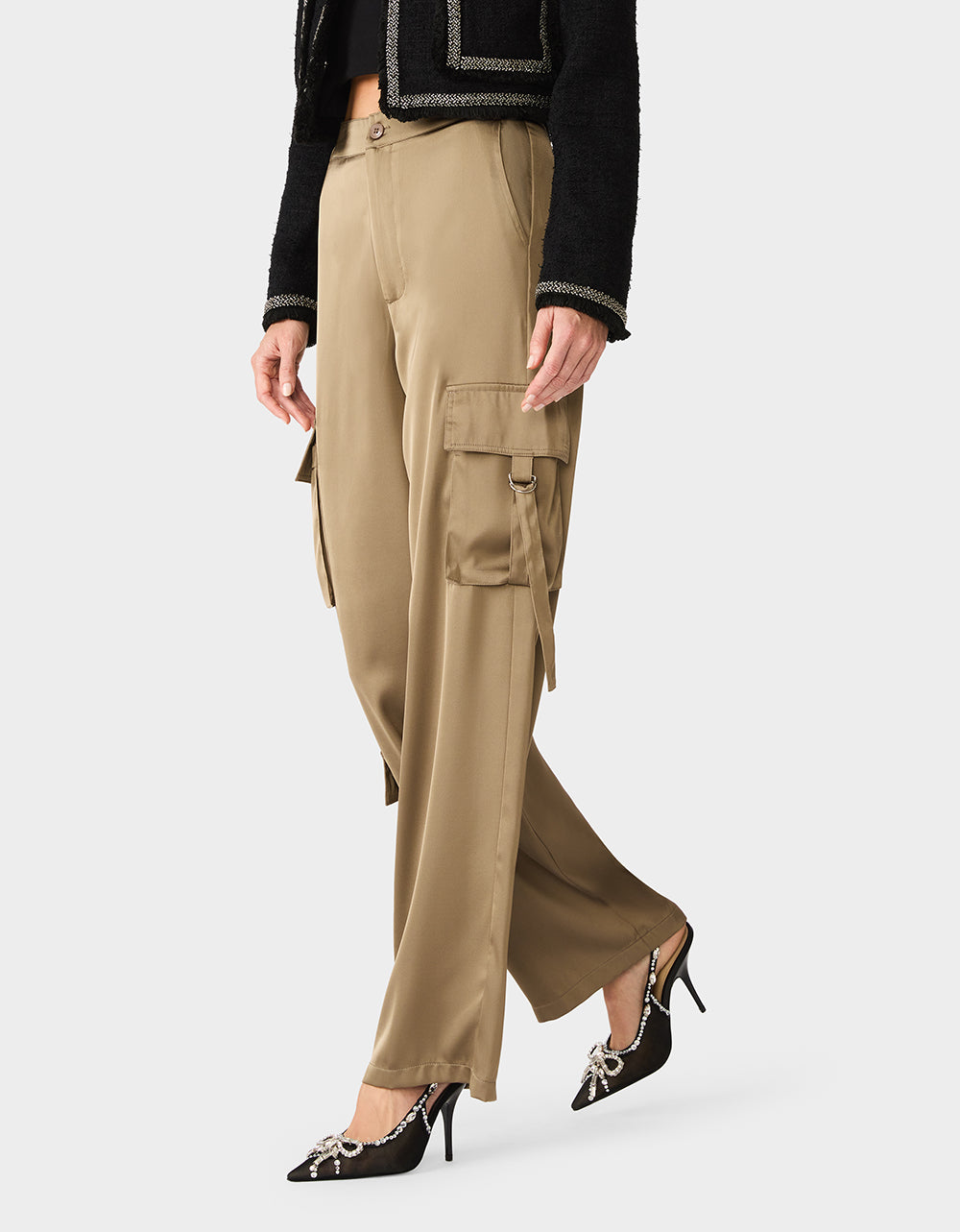 SILK UTILITY PANTS DARK OLIVE - Image 3