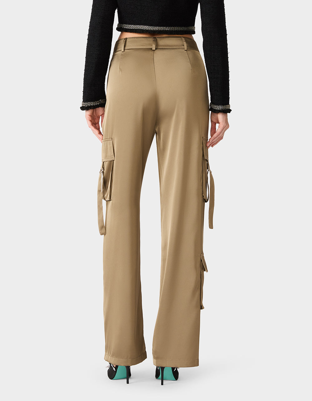 SILK UTILITY PANTS DARK OLIVE - Image 4