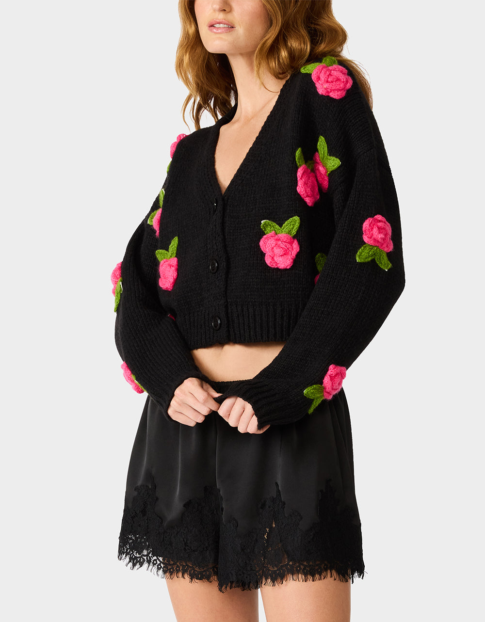 ROSETTE CARDIGAN BLACK PINK - Image 5