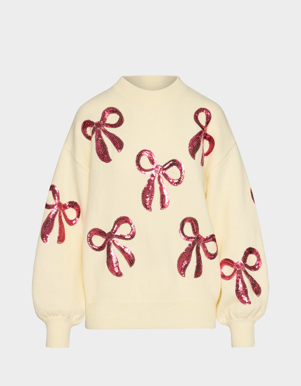 SEQUIN BOW SWEATER CREAM - Image 2