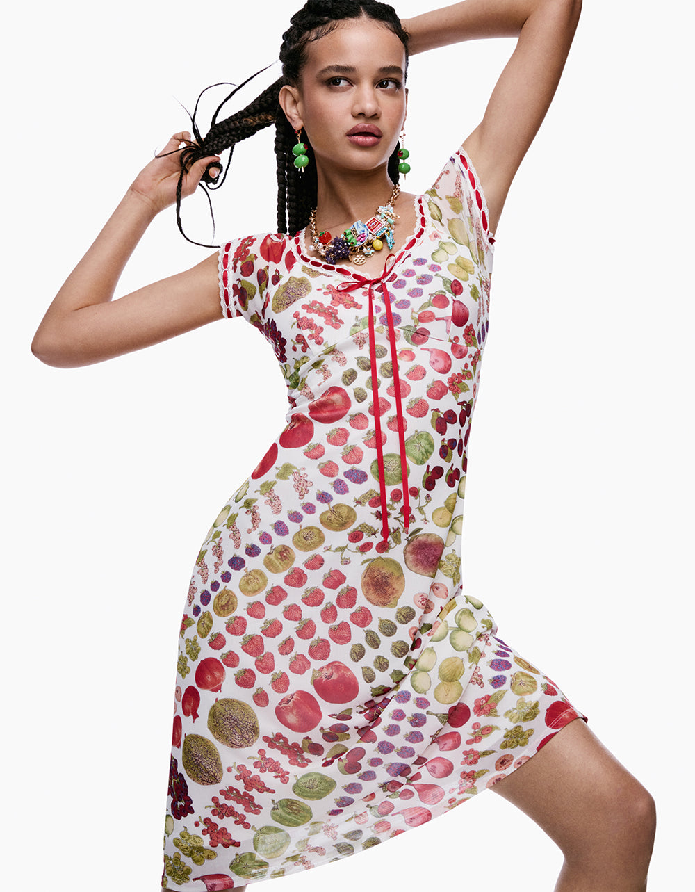 BETSEY'S FRUIT DRESS WHITE MULTI - Image 6